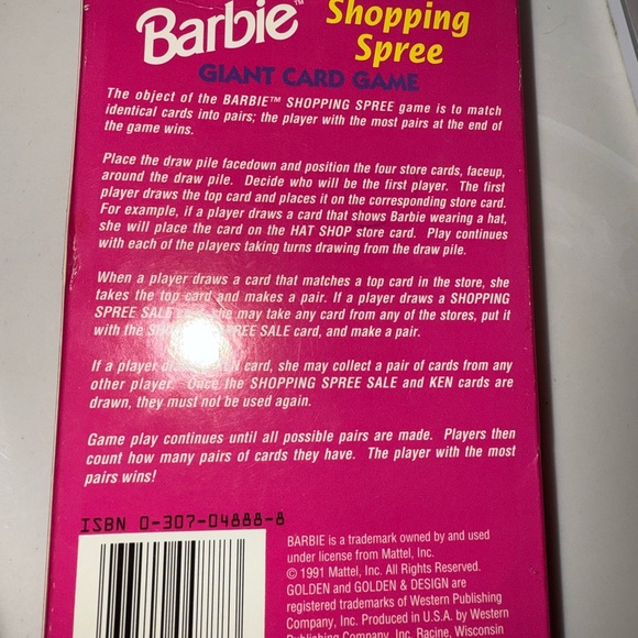 Vintage 1991 Golden Barbie Shopping Spree Giant Card Game - Picture 2 of 3